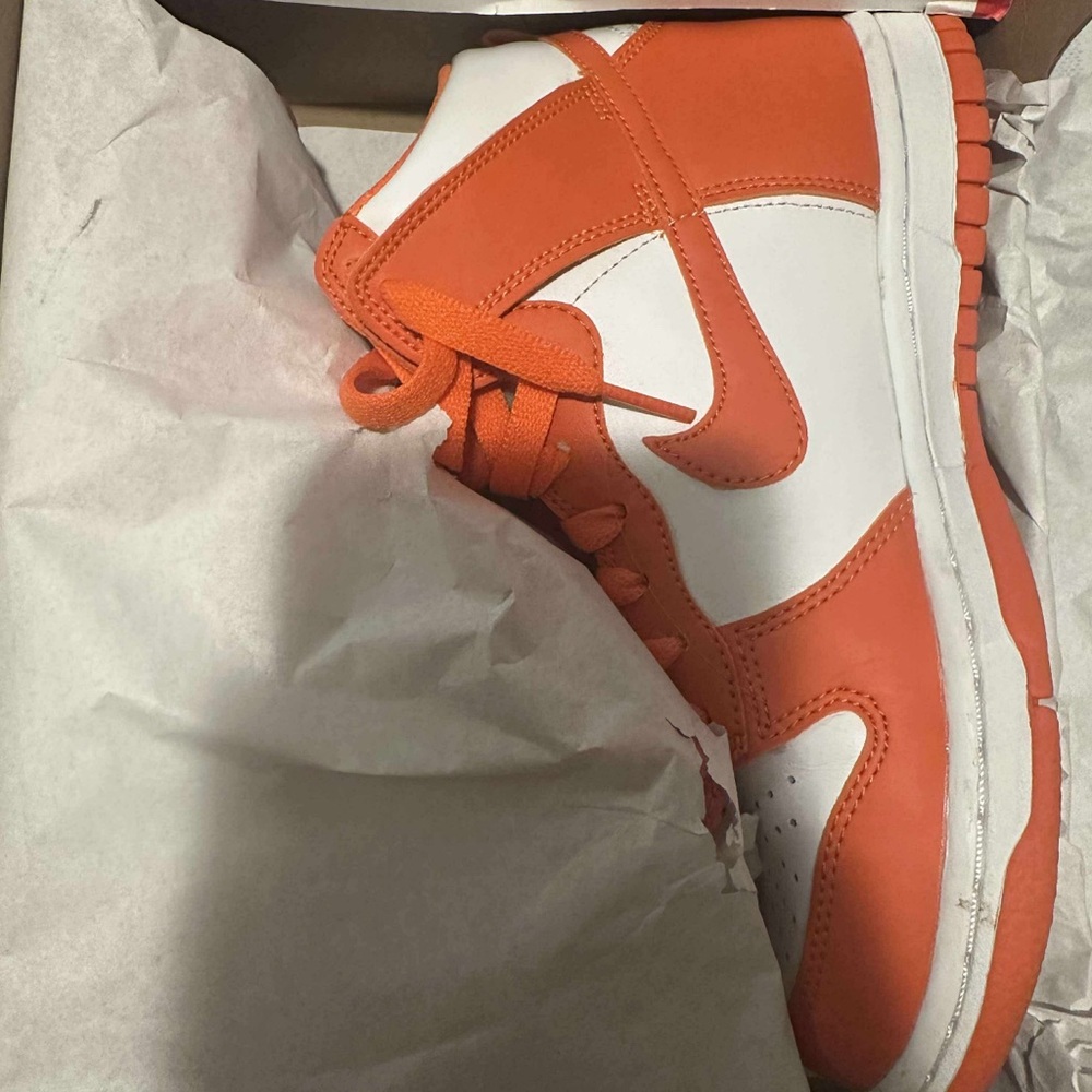 Nike Dunk High GS in Blaze Orange and White